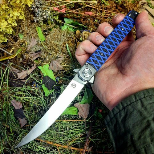 Складной нож Сегун-03, клинок D2, синяя рукоять G10