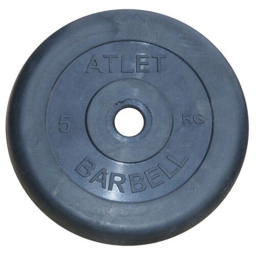 Barbell Диск обрезиненный d 26 мм чёрный 5,0 кг Atlet