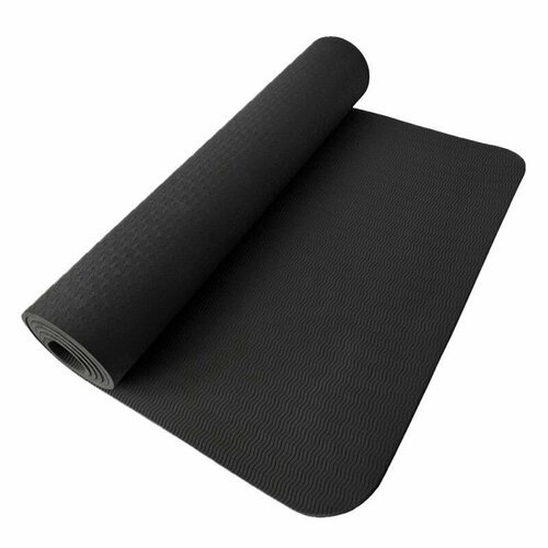 Коврик для йоги и фитнеса Yogastuff TPE, черный, 183*61*0,6 см