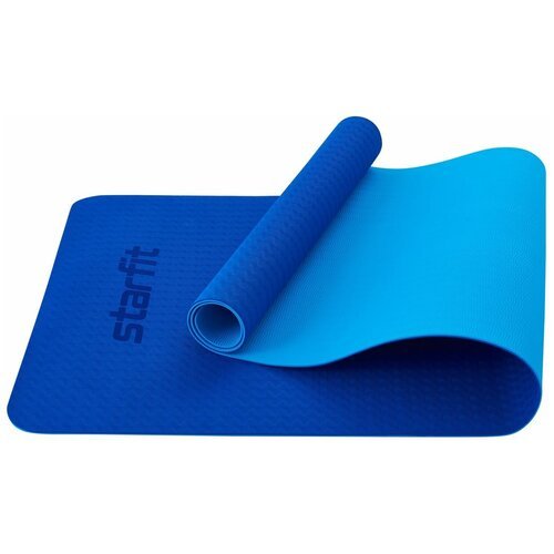 Коврик для йоги и фитнеса Starfit Core Fm-201 173x61, Tpe, темно-синий/синий, 0,4 см