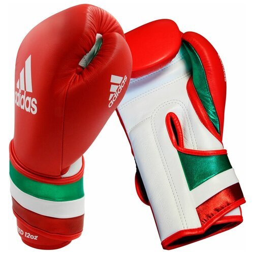 Перчатки боксерские AdiSpeed красно-бело-зеленые (вес 12 унций, красно-бело-зеленый)