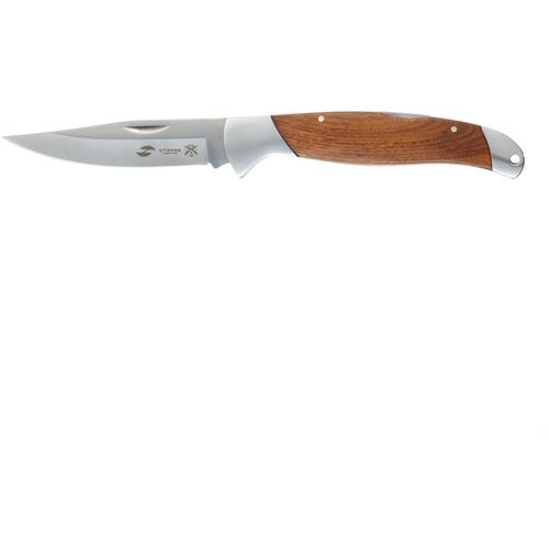 Нож складной STINGER, клинок 100 мм, рукоять из нержавеющей стали и палисандрового дерева коричневого цвета, в нейлоновом чехле FB0924A