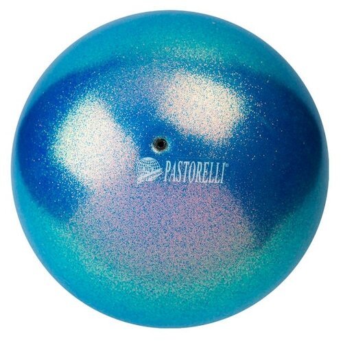 Мяч для художественной гимнастики PASTORELLI New Generation GLITTER HIGH VISION, 18 см, синий океан