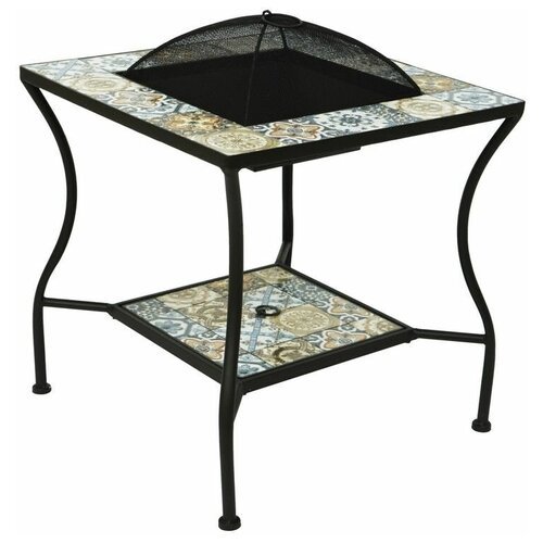 Садовый стол с чашей для костра 'Тулуза', металл, мозаика, 54.5x54.5x55 см, Kaemingk