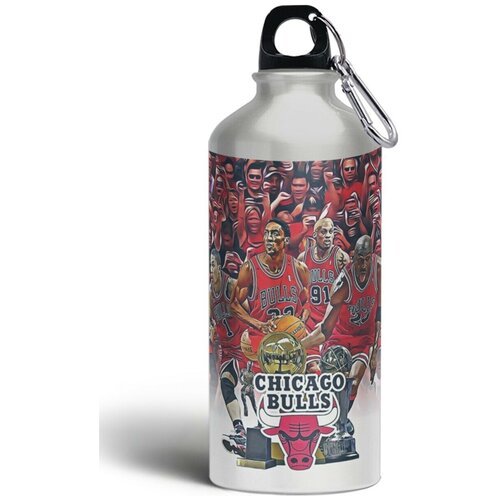 Бутылка спортивная, туристическая фляга, 500мл с карабином Спорт Баскетбол Чикаго буллз - 216