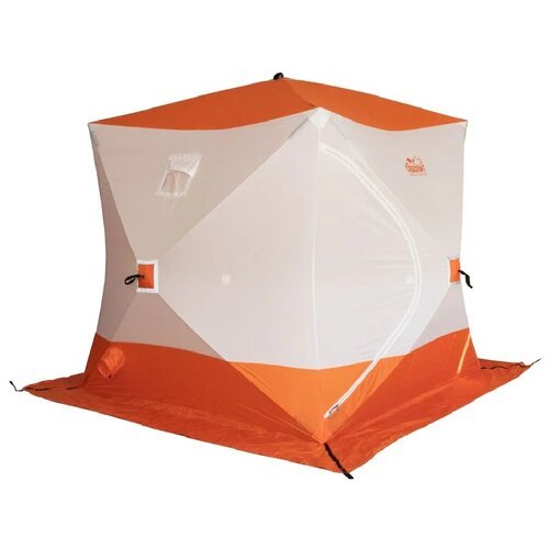 Палатка для зимней рыбалки Следопыт Куб (210х210х214 см, однослойная) (Бело-оранжевый)