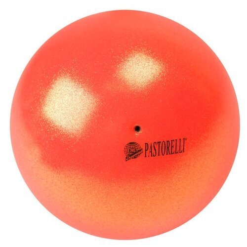 Мяч для художественной гимнастики PASTORELLI New Generation GLITTER HIGH VISION, 18 см, красно-оранжевый