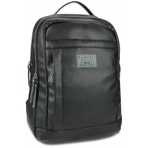 Городской рюкзак BUGATTI Moto D с отделением для ноутбука 15', мужской, женский, чёрный, полиуретан, 32х13х43 см, 16 л (49836001)