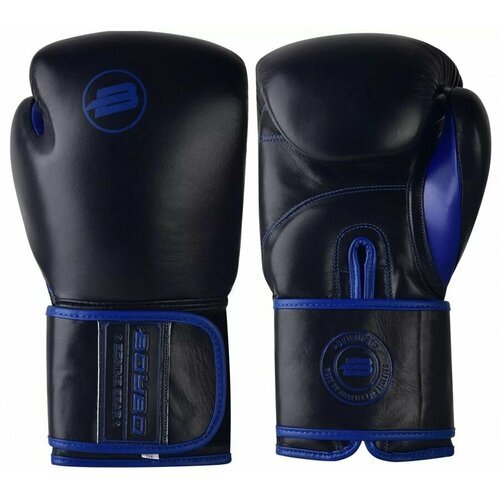 Боксерские перчатки тренировочные, натуральная кожа BoyBo Rage (BBG200) - Черный/Синий (16 oz)