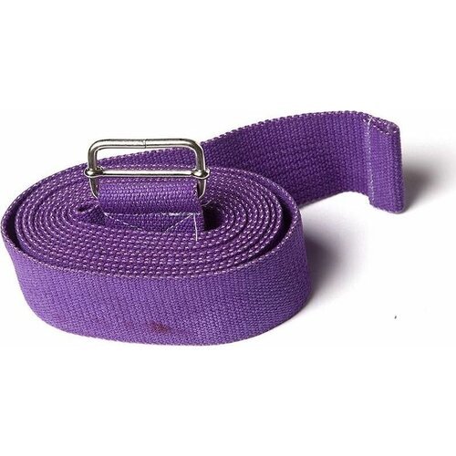 Ремень для йоги, упражнений и растяжки Де люкс хлопковый, фиолетовый, длина 270 см
