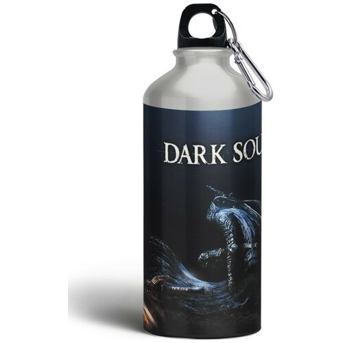 Бутылка спортивная, туристическая фляга, 500мл с карабином Dark souls 1-1