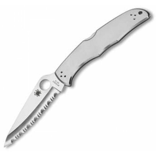 Нож складной Spyderco Endura 4, Stainless Steel Handle, Full Serrated Edge
