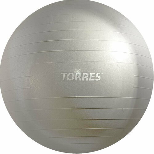 Мяч гимнастический TORRES, AL121175SL, диаметр 75 см, эластичный ПВХ, с защитой от взрыва, с насосом, серый