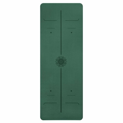 Ультрацепкий 100% каучуковый коврик для йоги Simple Mandala Green 185*68*0,5 см нескользящий