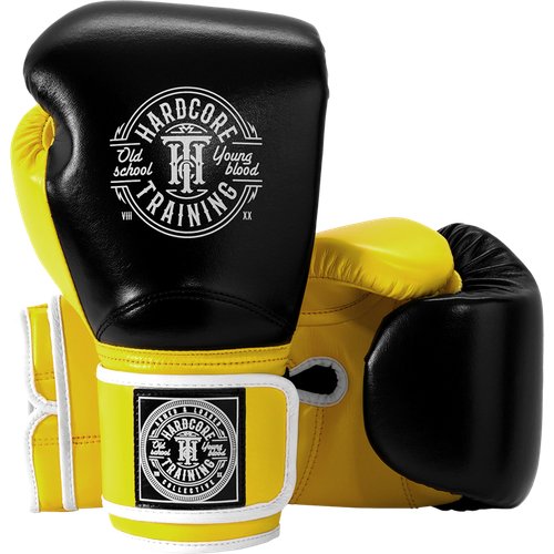 Боксерские перчатки Hardcore Training HardLea Black/Yellow. 10oz