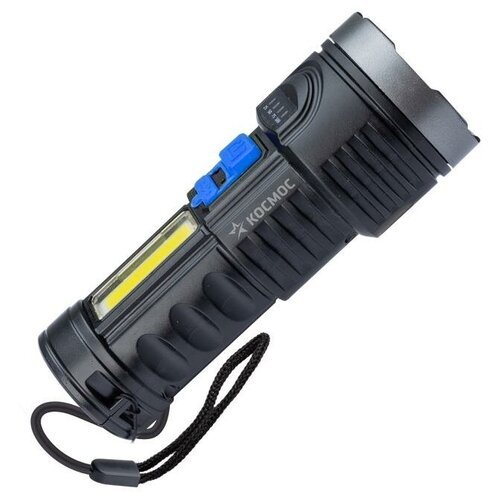 Фонарь аккумуляторный ручной LED 3Вт + COB 3Вт аккум. Li-ion 18650 1.2А. ч индикатор USB-шнур ABS-пластик | код. KOS115Lit | космос (6шт. в упак.)