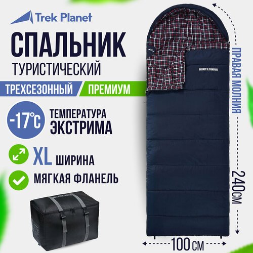 Спальный мешок TREK PLANET Belfast XL Comfort, синий, молния с правой стороны