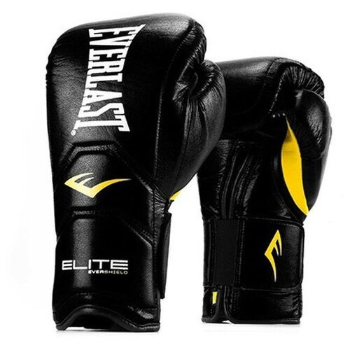 Боксерские перчатки Everlast тренировочные на липучке Elite Pro черные 14 унций