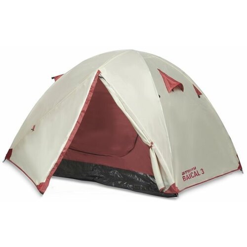 Палатка кемпинговая трёхместная ATEMI BAIKAL 3B, серый/красный