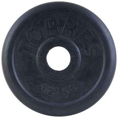 Диск обрезиненный TORRES PL50681, вес 1,25кг., диаметр 25мм.