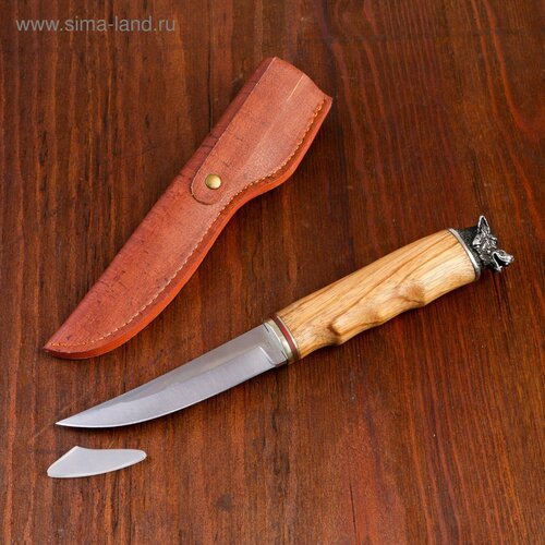 Нож охотничий 'Торунн' 23,7см, клинок 110мм/3мм, дерево, с головой волка