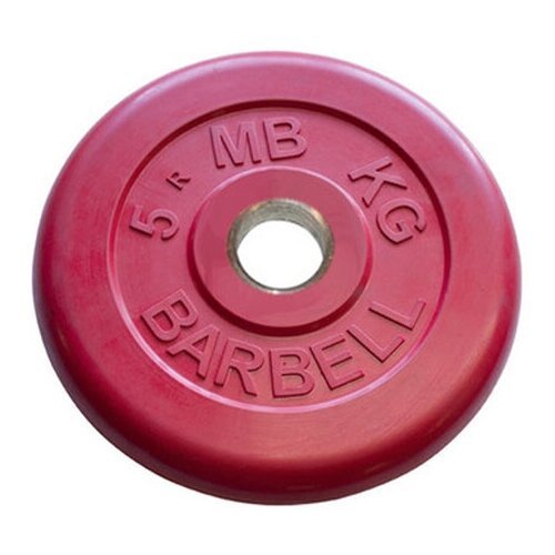 Диск MB BARBELL d 31 мм обрезиненный, цветной 5,0 кг (красный)