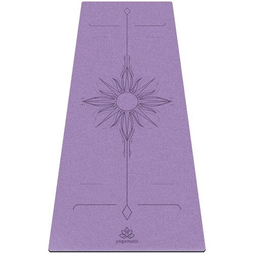 Коврик для йоги и фитнеса каучуковый нескользящий - Арт Йогаматик Sun Lilac Premium Light 185x68x0.4 см лиловый