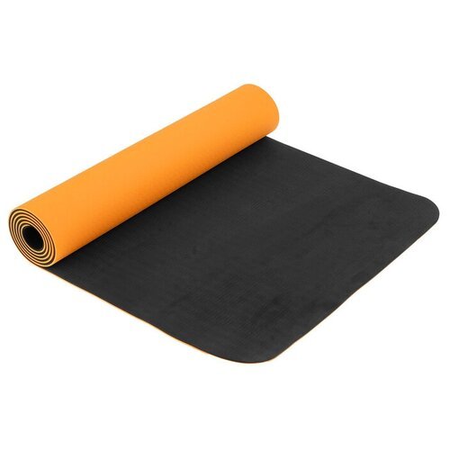 Коврик для йоги Sangh Yoga mat двухцветный, 183х61х0.6 см оранжевый узор 0.8 кг 0.6 см