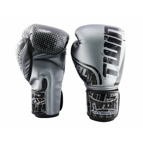 Боксерские перчатки Twins Special 'Range' Black Grey, 10 oz, серый, серебро