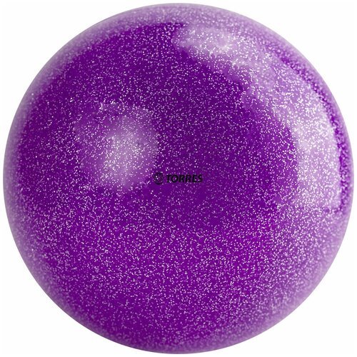 Мяч для художественной гимнастики однотонный TORRES AGP-15-03, диаметр 15 см, фиолетовый с блестками