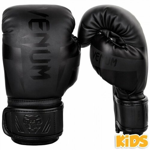 Детские боксерские перчатки тренировочные Venum Elite - Matte/Black (6 oz)