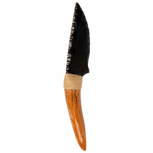 Сувенирный нож Атам из оленьего рога и Обсидиана 24 см, коричневый