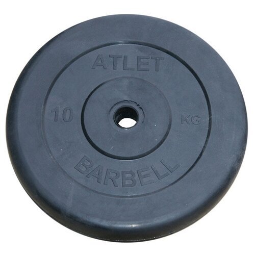 Barbell Диск обрезиненный d 26 мм чёрный 10,0 кг Atlet