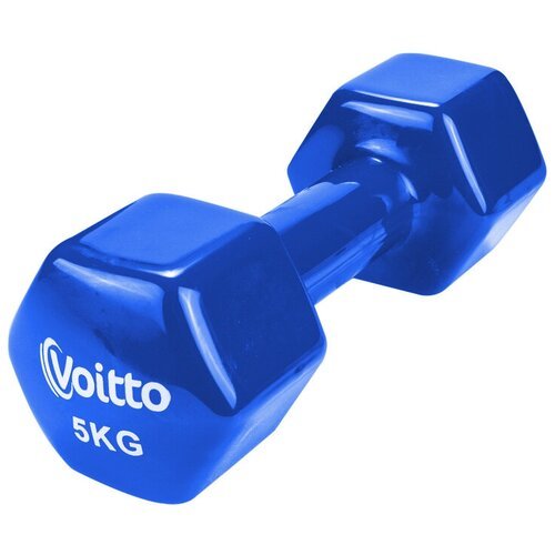 Гантель для фитнеса виниловая шестигранная Voitto 5 кг