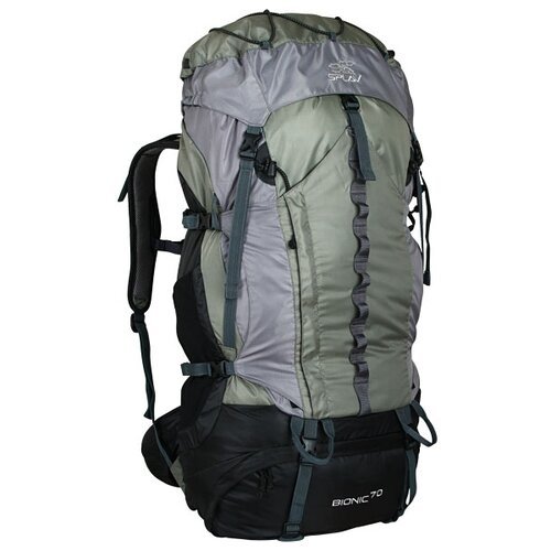 Туристический рюкзак сплав BIONIC 70 (70 литров) зеленый/серый