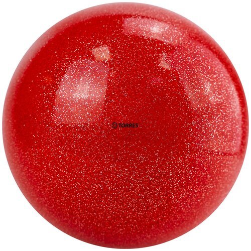 Мяч для художественной гимнастики однотонный TORRES AGP-15-02, диаметр 15см, красный с блестками