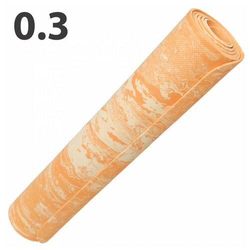 Коврик для йоги ЭВА 173х61х0,3 см E40024 (оранжевый Мрамор)