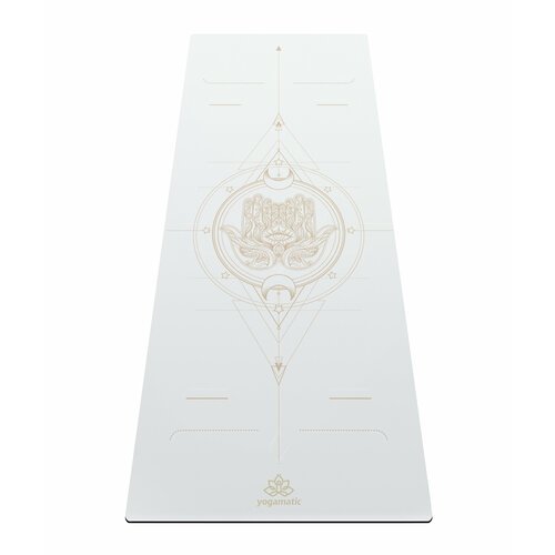 Коврик для йоги нескользящий каучуковый с чехлом - Art Yogamatic Hamsa White 185x68x0.4 см белый
