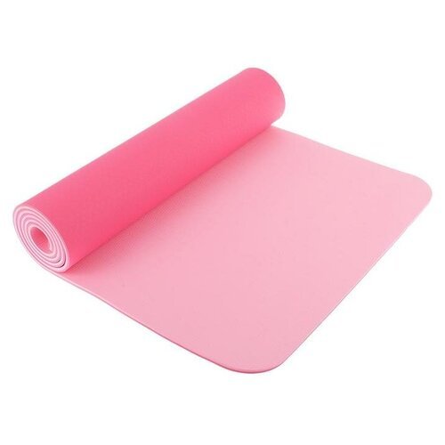 Коврик для йоги Sangh Yoga mat двухцветный, 183х61х0.8 см розовый однотонный 1.2 кг 0.8 см