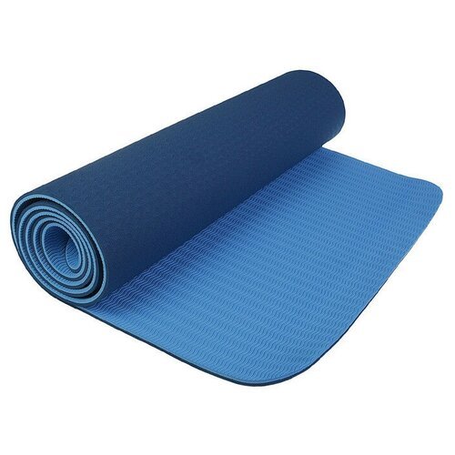 Коврик для йоги Sangh Yoga mat двухцветный, 183х61х0.8 см синий однотонный 1.2 кг 0.8 см