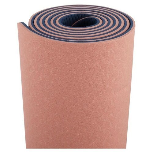 Коврик для йоги Sangh Yoga mat двухцветный, 183х61х0.6 см розовый/синий узор 0.8 кг 0.6 см