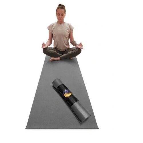 Коврик для йоги и фитнеса RamaYoga Yin-Yang PRO, серый, размер 185 х 80 х 0,45 см