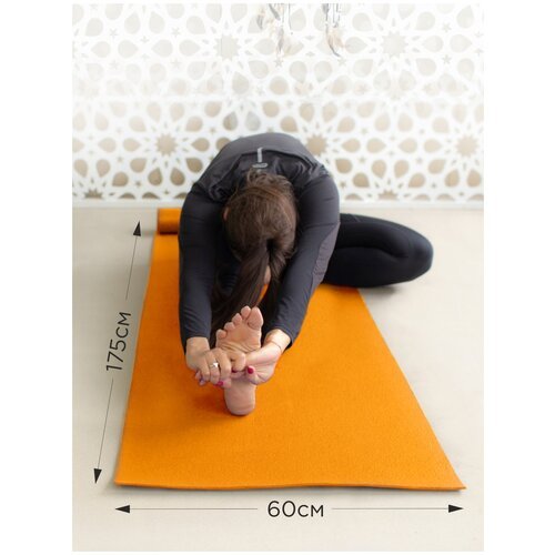 Коврик для йоги RamaYoga Yin-Yang Light, оранжевый, 175 x 60 х 0,3 см