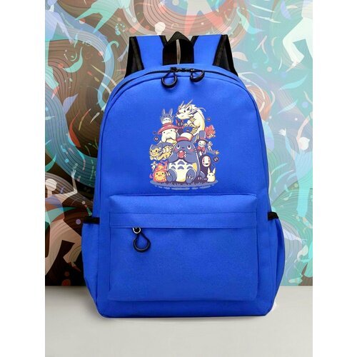 Большой синий рюкзак с DTF принтом аниме My Neighbor Totoro - 2266