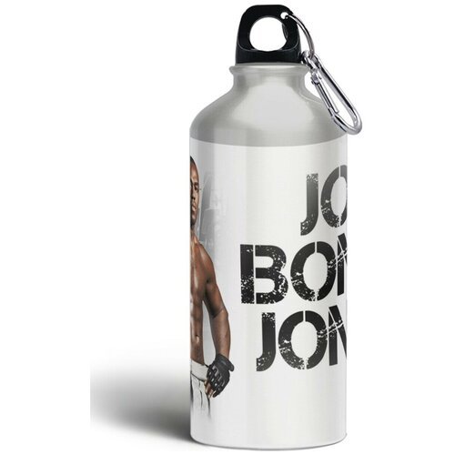 Бутылка спортивная, туристическая фляга, 500мл с карабином Спорт UFC Джонс - 196