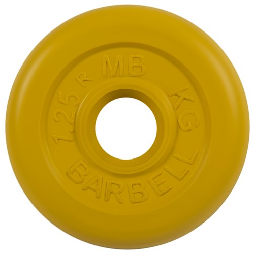 Диск обрезиненный d 26 мм цветной 1,25 кг (жёлтый) MB-PltC26-1,25