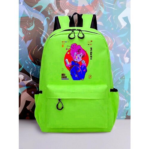 Большой зеленый рюкзак с DTF принтом аниме девушка - 2144