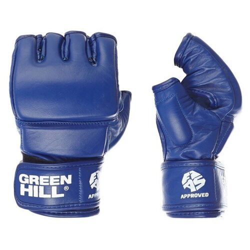 Перчатки для боевого самбо GREEN HILL арт. MMF-0026a-M-BL, р. M, одобр. FIAS, нат. кожа, синие