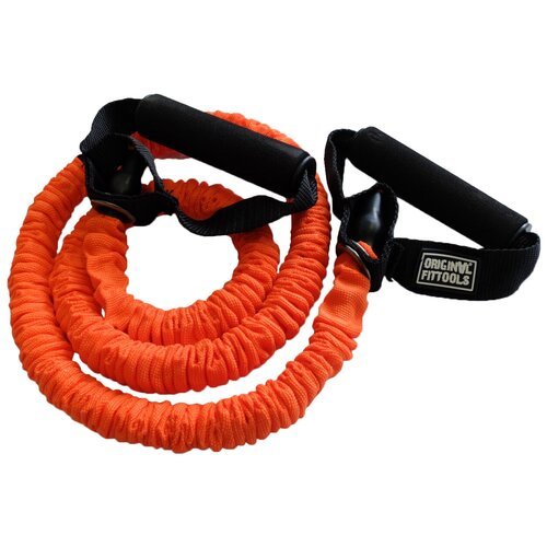 Резинка для фитнеса Original FitTools в защитном кожухе Light (FT-TUBE-6912) 120 х 12 см 4.5 кг оранжевый/черный