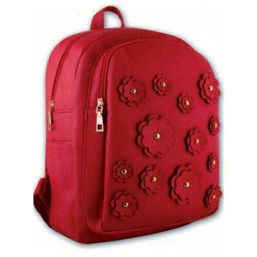 Рюкзак молодежный 'Цветы', красный, 35x26x16 см